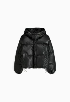 BERSHKA Hoodie Puffer - Winterjas - Black -Bershka cefeb210e4ee4259b10ee8179a73e761