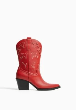 BERSHKA Heeled- Cowboy-/Bikerlaarsjes - Red -Bershka d05b032ed6fd4afbba77575c24249fc9