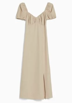 BERSHKA Short Sleeve Midi- Jurk - Sand 11 BERSHKA Short Sleeve Midi- Jurk - Sand -Bershka d081720b948942d7a737de24e4501d61
