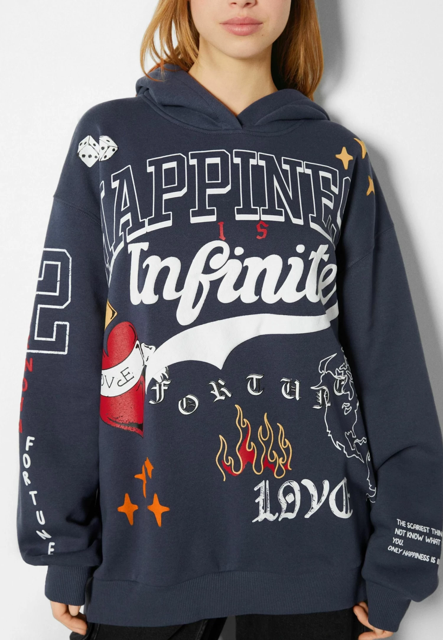 BERSHKA Printed - Hoodie - Dark Blue 4 BERSHKA Printed - Hoodie - Dark Blue - Afbeelding 4