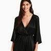 BERSHKA Surplice - Jumpsuit - Black