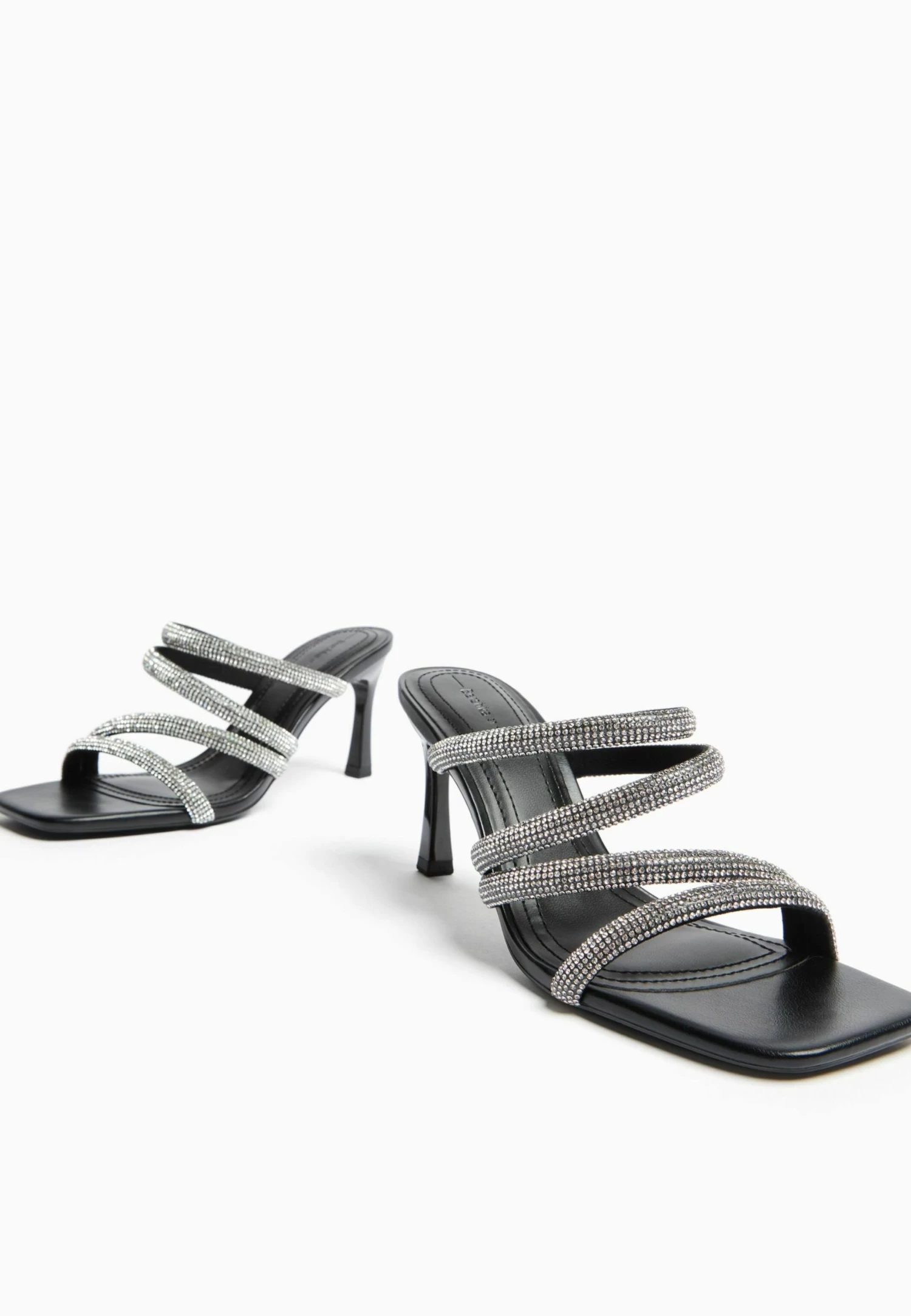 BERSHKA With Rhinestone Straps- Muiltjes Met Hak - Black 7 BERSHKA With Rhinestone Straps- Muiltjes Met Hak - Black - Afbeelding 7