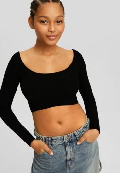 BERSHKA With Low-Cut Neckline - Cropped - Trui - Black 9 BERSHKA With Low-Cut Neckline - Cropped - Trui - Black -Bershka d40a3bac9d2b439899e34a40f8087c3b