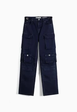 BERSHKA Multipocket Twill - Straight Leg Jeans - Blue Denim -Bershka d4f6990b6a974b32955c441810fcca16