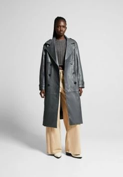 BERSHKA Trenchcoat - Dark Grey