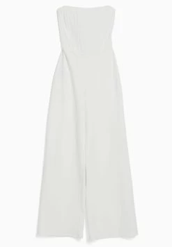 BERSHKA Bandeau - Jumpsuit - White -Bershka d6c10e6eb14349429d897e480eef6f93