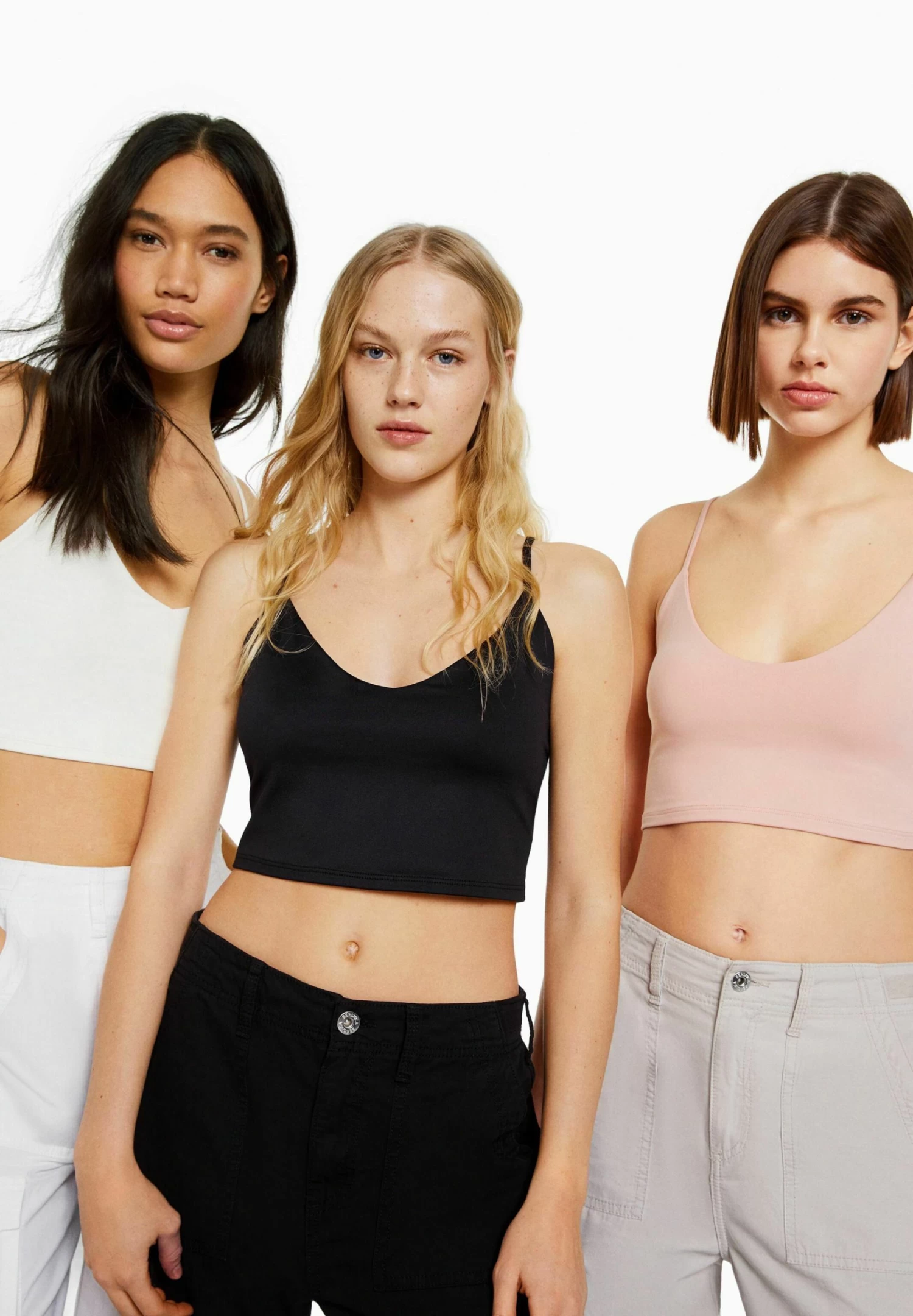 BERSHKA 3-PackStrappy- Top - White 1 BERSHKA 3-PackStrappy- Top - White