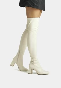 BERSHKA Overknee Laarzen - Off-White