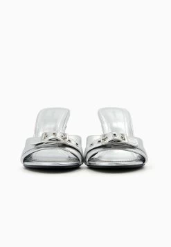 BERSHKA Metallic High-Heel - Muiltjes Met Hak - Silver-Coloured -Bershka d70c05fdb8f74f48b899227d9c7741b9