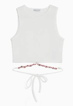 BERSHKA Sleeveless With Straps - Top - White -Bershka d7d342dadcf547ed929d6e5d5763b096