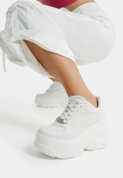 BERSHKA Rhinestone Detail Xl - Sneakers Laag - White