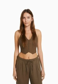 BERSHKA Bodywarmer - Sand