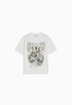 BERSHKA Short Sleeve - Print - T-Shirt Print - White 10 BERSHKA Short Sleeve - Print - T-Shirt Print - White -Bershka d8bd42376309460aa17a7077dcfe83fc