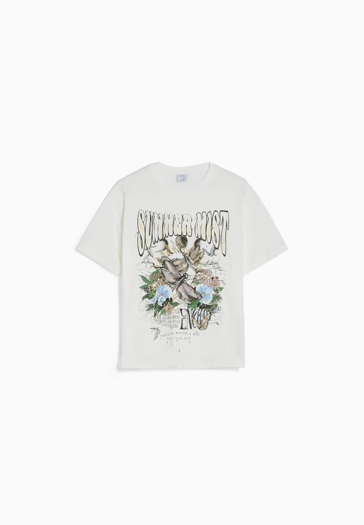 BERSHKA Short Sleeve - Print - T-Shirt Print - White 5 BERSHKA Short Sleeve - Print - T-Shirt Print - White - Afbeelding 5