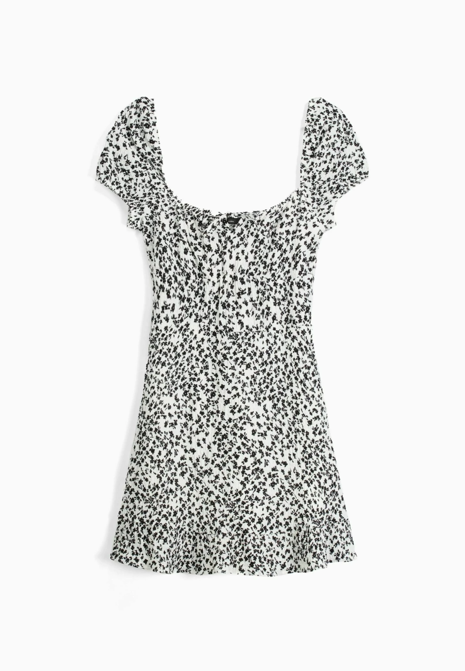 BERSHKA Short Sleeve Waffle- Mini - Gebreide Jurk - Black/White 6 BERSHKA Short Sleeve Waffle- Mini - Gebreide Jurk - Black/White - Afbeelding 6