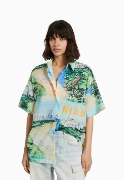 BERSHKA Overhemd - Multi Coloured