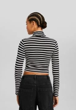 BERSHKA High Neck- Longsleeve - Dark Blue -Bershka da03934992f24e4fbbef1a2e160fd441