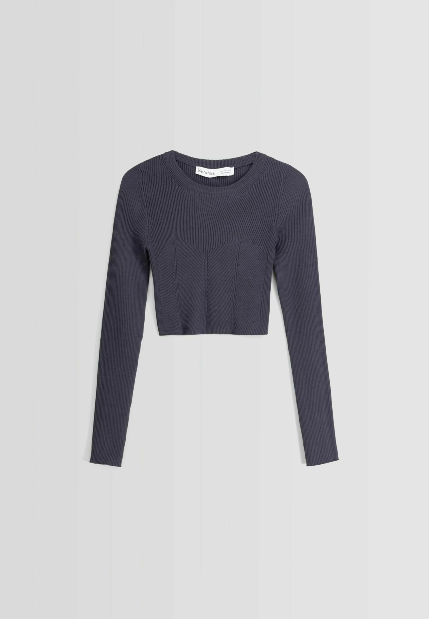 BERSHKA Cropped - Trui - Dark Grey 6 BERSHKA Cropped - Trui - Dark Grey - Afbeelding 6