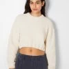 BERSHKA Textured Chenille - Trui - Beige