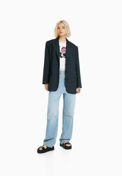 BERSHKA Tailored - Halflange Jas - Grey