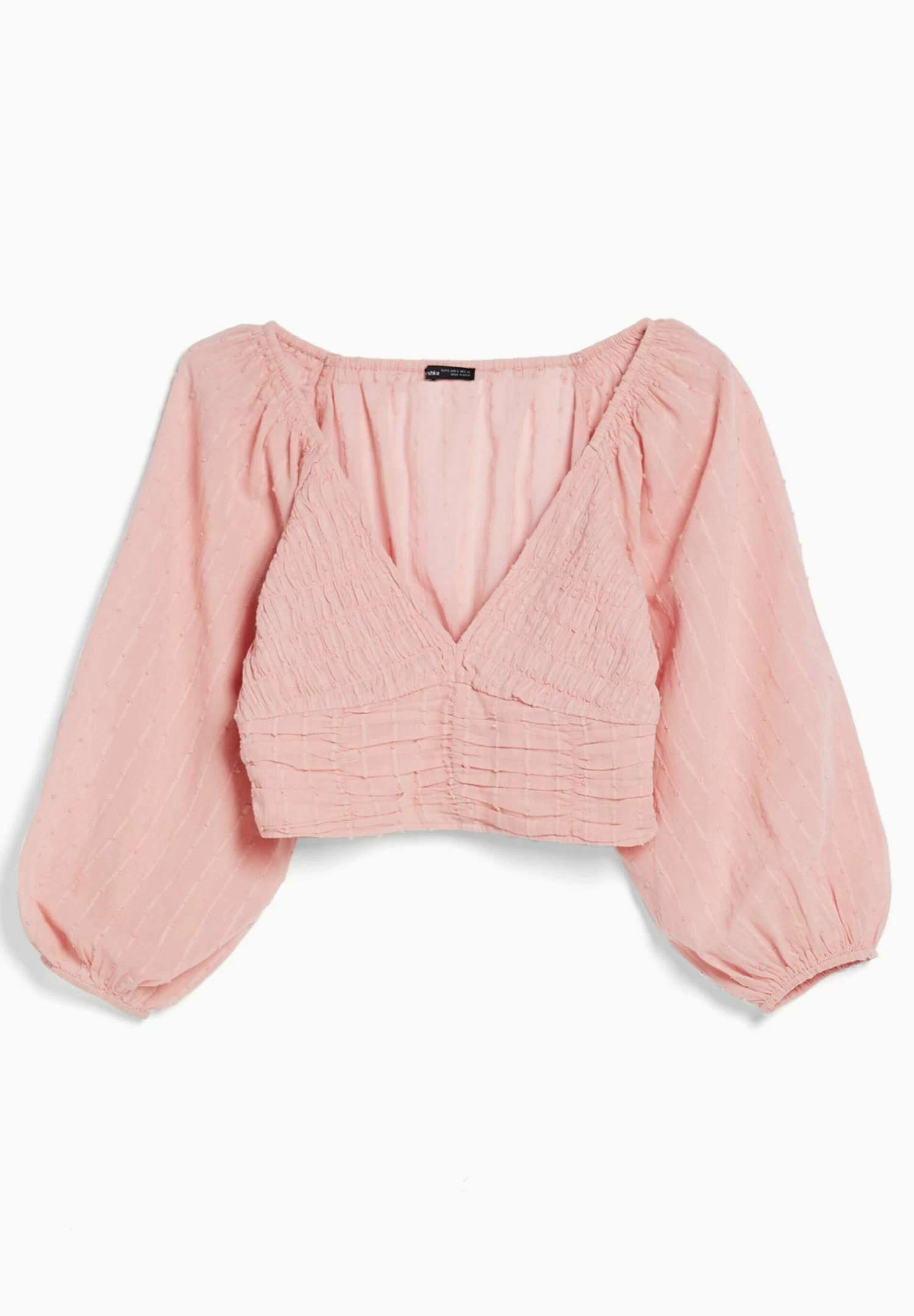 BERSHKA Voluminous Long Sleeve - V-Neck- Blouse - Pink 5 BERSHKA Voluminous Long Sleeve - V-Neck- Blouse - Pink - Afbeelding 5