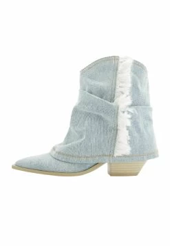 BERSHKA With Fringing - Cowboy-/Bikerlaarsjes - Stone Blue Denim -Bershka dd265097977d47dc94bc606a01d3d842