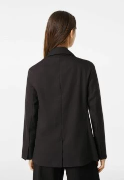 BERSHKA Flowing Blazer - Halflange Jas - Black -Bershka dd45a56512234b848534efbdfc4700d0