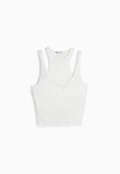BERSHKA Sleeveless Double Layer - Top - White 11 BERSHKA Sleeveless Double Layer - Top - White -Bershka dde4fc8756cd4a709b0d5143d7f0996c