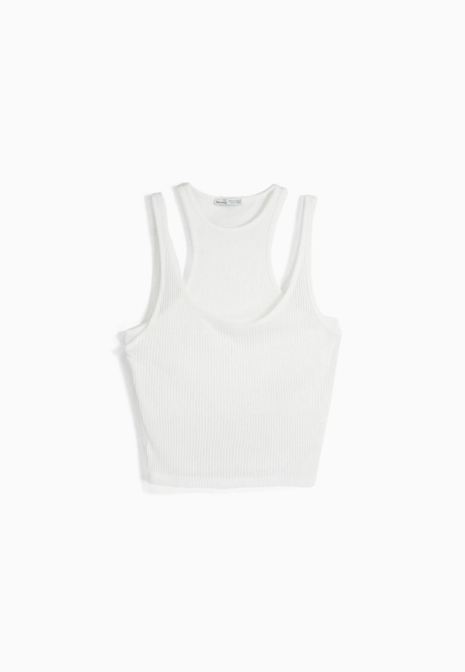 BERSHKA Sleeveless Double Layer - Top - White 6 BERSHKA Sleeveless Double Layer - Top - White - Afbeelding 6