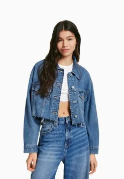 BERSHKA Spijkerjas - Dark Blue