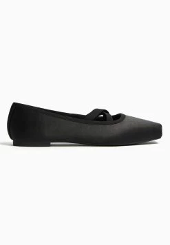 BERSHKA Stretch Flats - Ballerina'S Met Enkelbandjes - Black -Bershka dfab5cdcf2c9455bbdee6ca04804a8c2