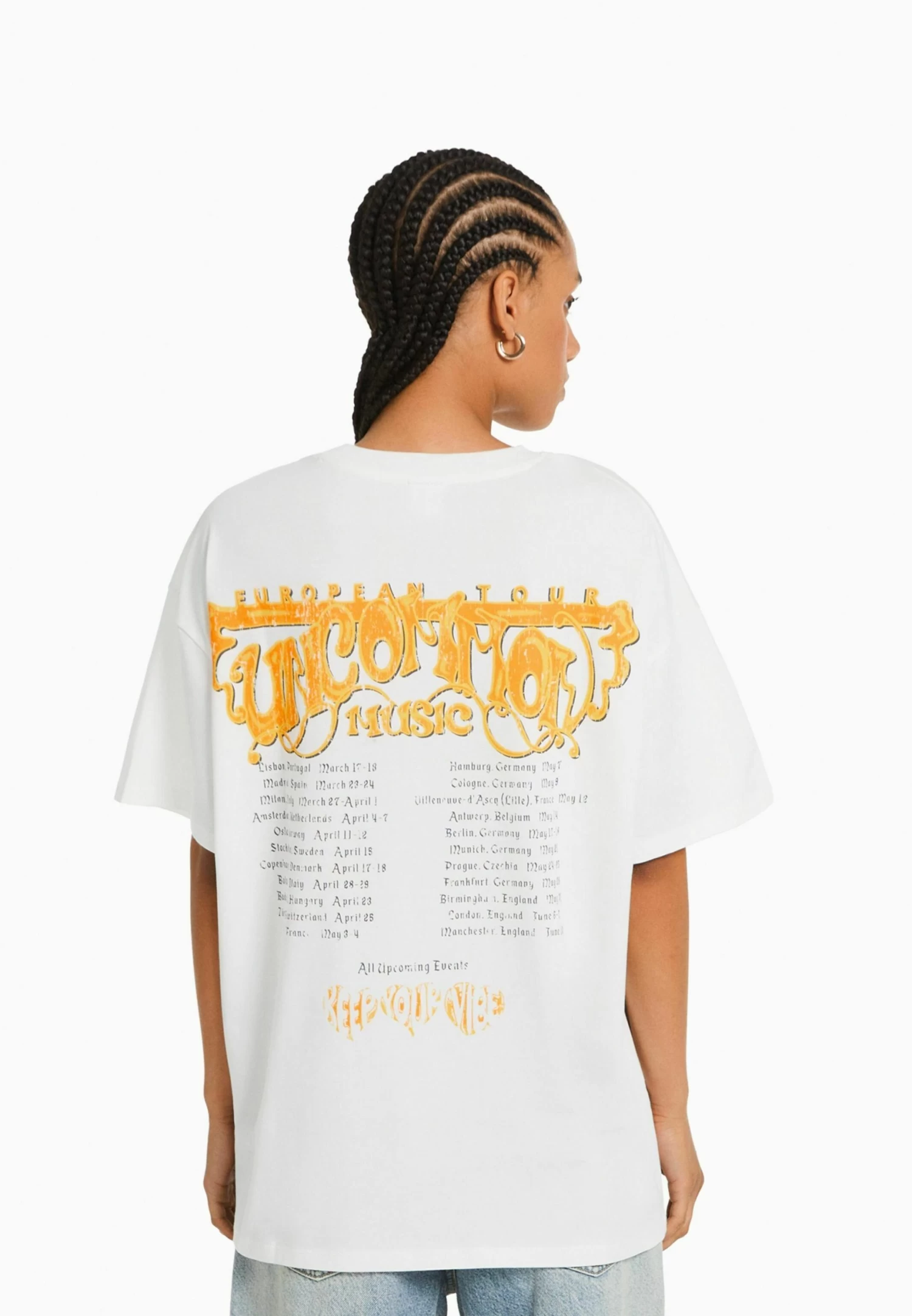 BERSHKA Printed Oversize Short Sleeve- T-Shirt Print - Beige 3 BERSHKA Printed Oversize Short Sleeve- T-Shirt Print - Beige - Afbeelding 3