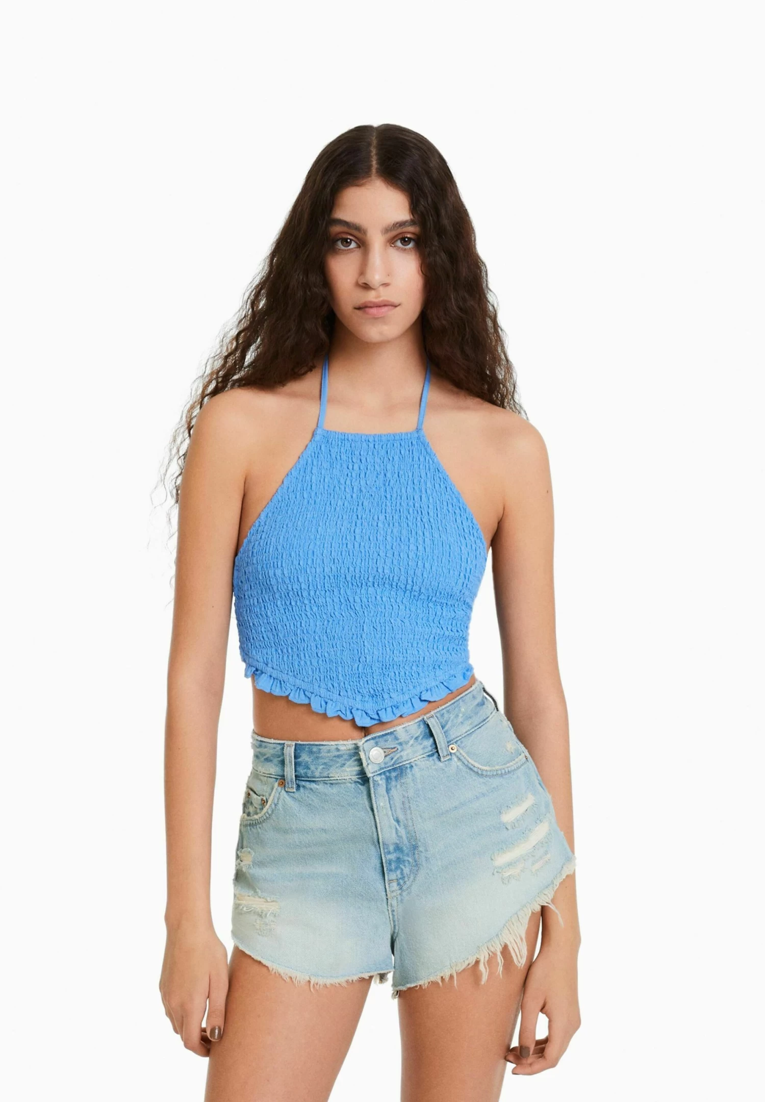 BERSHKA Vintage With Rips - Jeansshort - Blue-Grey 1 BERSHKA Vintage With Rips - Jeansshort - Blue-Grey