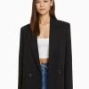 BERSHKA Regular­Fit Tailored - Feminine-Cut Double-Breasted - Halflange Jas - Black