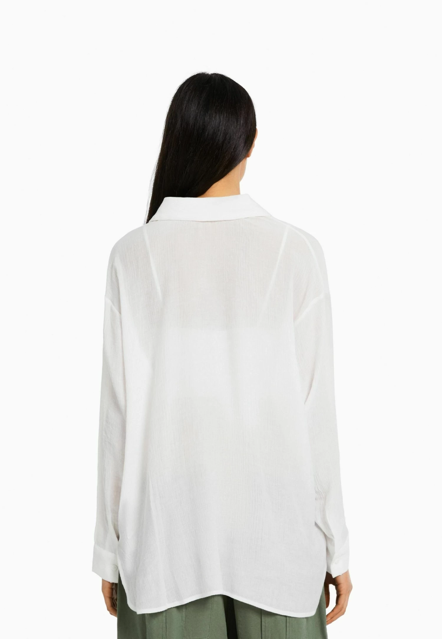 BERSHKA Long Sleeve - Overhemdblouse - White 3 BERSHKA Long Sleeve - Overhemdblouse - White - Afbeelding 3