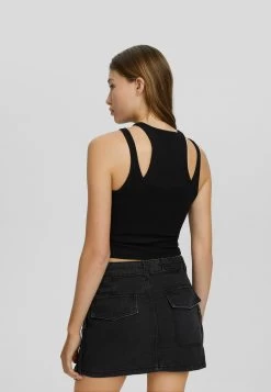 BERSHKA Multi Pocket Twill- Jeansrok - Black -Bershka e1d5bdcc4acf49c98305691d6ea71efc