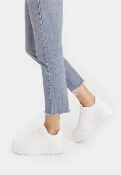 BERSHKA Monochrome- Sneakers Laag - White
