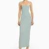BERSHKA Maxi-Jurk - Light Blue Denim