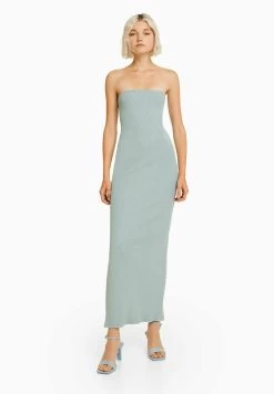 BERSHKA Maxi-Jurk - Light Blue Denim