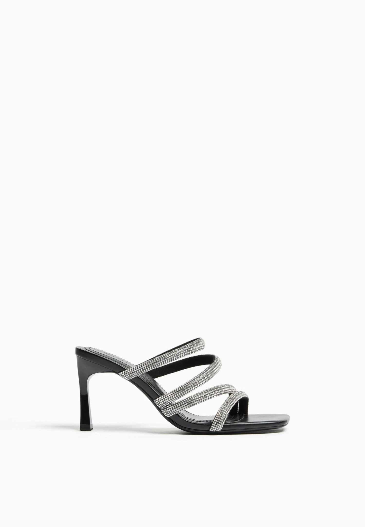 BERSHKA With Rhinestone Straps- Muiltjes Met Hak - Black 4 BERSHKA With Rhinestone Straps- Muiltjes Met Hak - Black - Afbeelding 4