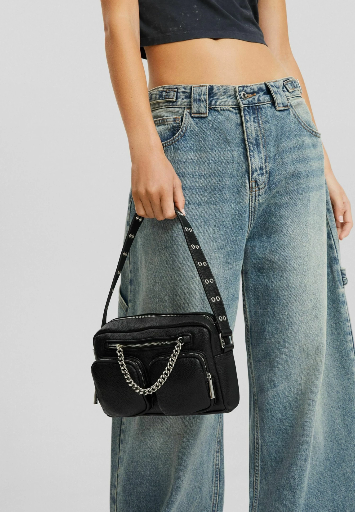 BERSHKA Chain With Pockets - Schoudertas - Black 2 BERSHKA Chain With Pockets - Schoudertas - Black - Afbeelding 2