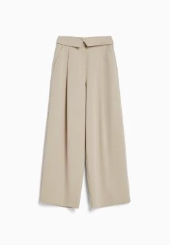 BERSHKA Turn-Up Waist - Broek - Beige -Bershka e5c7fe5e289f4f399c130bf6040b8ad6
