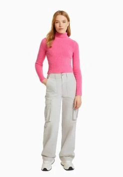 BERSHKA Roll Neck- Trui - Light Pink