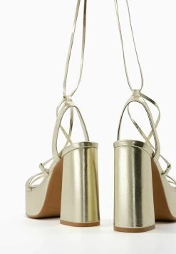 BERSHKA Tied - Sandalen Met Hoge Hak - Gold Coloured -Bershka e6629ba3da024580babaabf629b73097