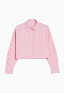 BERSHKA Cropped - Overhemdblouse - Pink 10 BERSHKA Cropped - Overhemdblouse - Pink -Bershka e79024cab8cf4610924bd08fe94b72c9