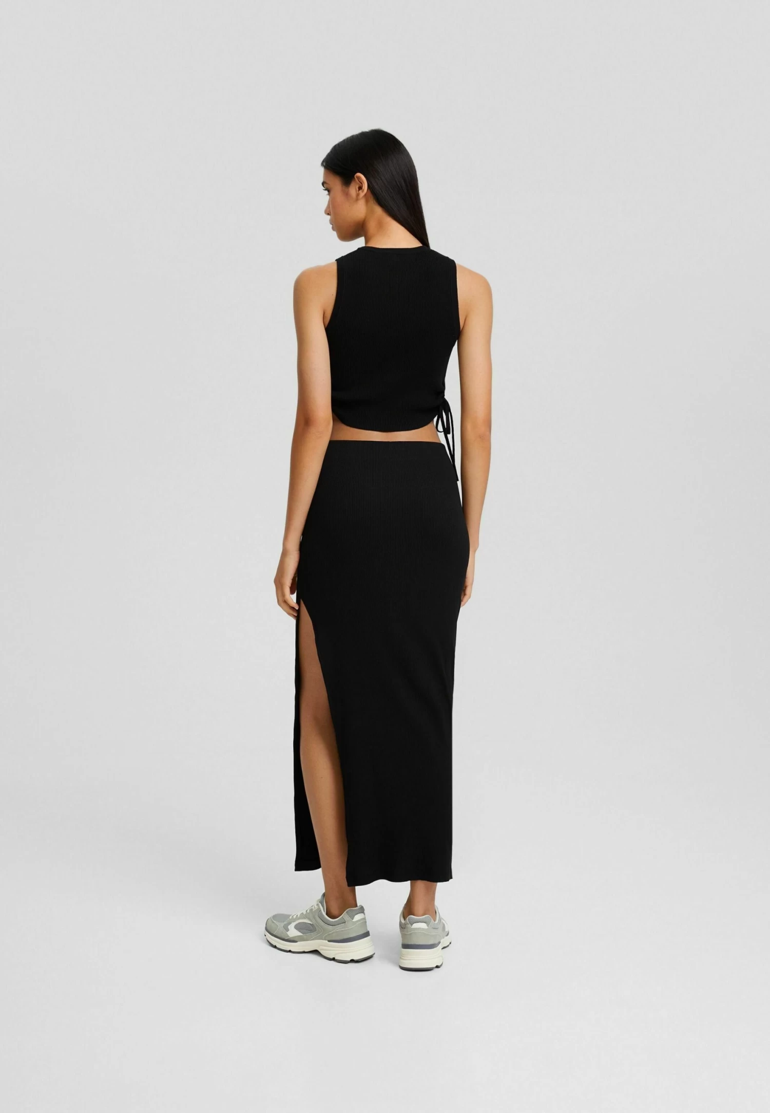BERSHKA Faded Effect Midi- Maxirok - Black 3 BERSHKA Faded Effect Midi- Maxirok - Black - Afbeelding 3
