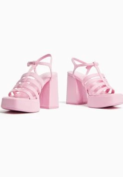 BERSHKA Sandalen Met Hoge Hak - Pink -Bershka eb2b894663ec42f59dda6b94ba482704