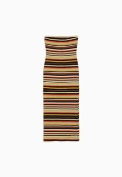 BERSHKA Striped Bandeau Midi - Gebreide Jurk - Brown 11 BERSHKA Striped Bandeau Midi - Gebreide Jurk - Brown -Bershka eba28120638c4704ad72ebbe8e87eae2