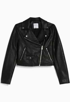 BERSHKA 06512644 - Imitatieleren Jas - Black -Bershka ec5bad843a5147b6805e27c3550b2edd