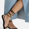 BERSHKA Lace Up Slider - Sandalen - Black